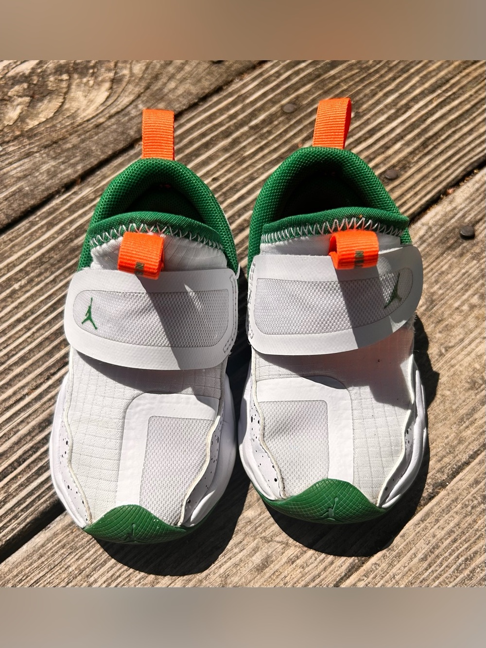 Nike Jordan Air Kids White, Green & Orange Slip-On Sneakers
